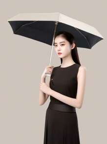 Paraguas compacto y plegable para jóvenes con protección UPF50+: Estructura de 5 varillas, apertura manual, tela de impacto 210T, mango de plástico, armazón de hierro. Paraguas mini portátil y de moda para protección solar, en múltiples colores, regalo para el Día de la Madre.