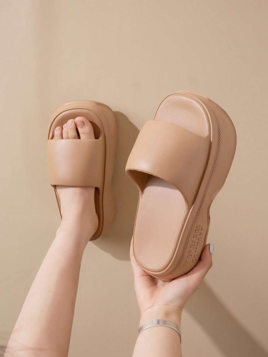 Women's Summer Wedge Slide Sandals, Outdoor Mule Wooden Clogs, Soft Thick Sole, Solid Color, High Heel, Beach/Vacation Style. Note: This Item Runs Small, Suggest Ordering One Size Up.