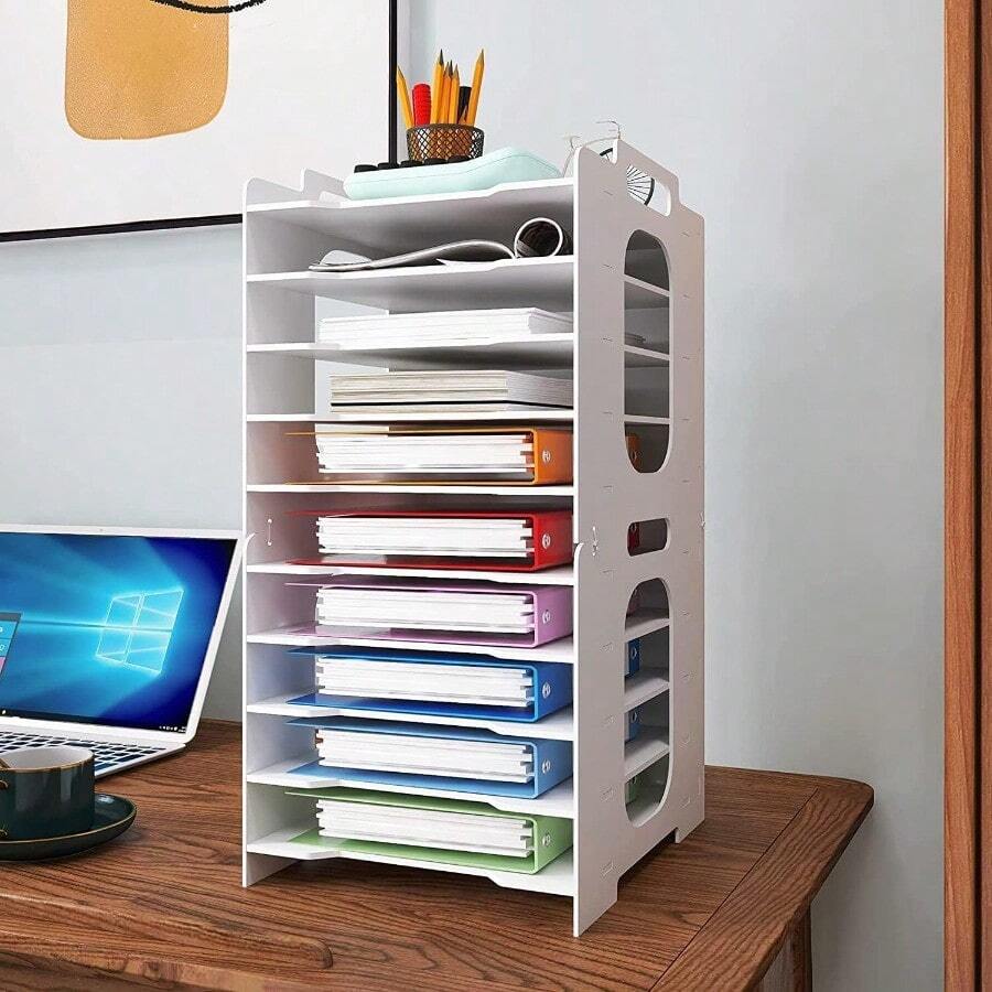 10-Tier Office Paper Organizer For Desk Desktop File Holder Desk Letter Tray A4 Paper Holder Document Storage Rack For Home Office School - 10-Tier - View 1