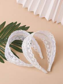 2pcs/Set Oversized & Wide Embroidered Floral Lace Headband, Versatile & Suitable For Daily Use For Women,Hairband,Hair Hoop Headbands - Multicolor - View 8