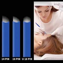 10pcs Microblading Needles Tattoo Needles Permanent Makeup Blade Pin 12 14 16 18 U18 21 Manual Eyebrow Pen Blades