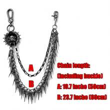 Fashion Cool Punk Hip Hop Jeans Pants Chain Studs Rivet Chain Wallet Chain Men - 古董銀器 - 查看 2