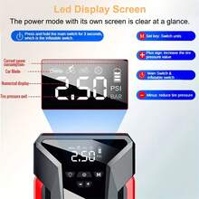 Arrancador portátil de coche con compresor de aire, luz LED de emergencia y batería externa - Carga rápida para teléfonos, portátiles, coches, camiones, autocaravanas y talla grande - Incluye bolsa de almacenamiento, cargador de batería de vehículo | Batería compacta | Características avanzadas, arrancador portátil de batería de coche