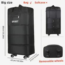 1pc Foldable Luggage Bag With 4 Removable Swivel Wheels, Multi-Functional Travel Companion Luggage Bag, Large Expandable Soft-Sided Luggage, Airport Checked Luggage - Lightweight, Detachable Wheels, Password Lock, Straps, Spacious, Easy To Operate - Ideal For Frequent Travelers, Weekend Getaways And Storage Needs, Camping, Adventure, Christmas Gifts, Halloween Gifts
