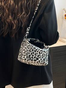 Large Capacity Tote Bag, Fashion One Shoulder Crossbody Bag, PU Material, Party Purse - Black - View 10