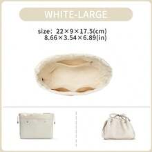 White, More Soft, Suitable For Bucket Bag, The Inner Bag, The Mini Bag, The Middle Bag, The Storage Lining Bag, The Double Drawstring Nylon Waterproof Bag, Large Capacity Accessories For Bags, Picotin 15/18/22 Bag Insert, Bags Organizer, Purse Organizer Insert, Lightweight And Soft Touch Bag-In-Bag