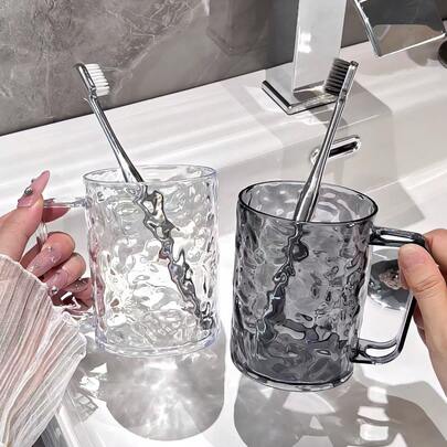 1pc Glacier Texture Attractive Couple Transparent Gargle Cup Tooth Brushing Cup Back To School