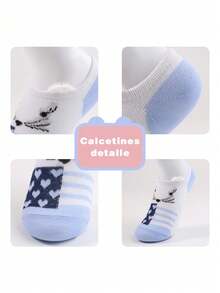 Pantis Invisibles Para Mujeres Con Pequeñas Orejas Y Diseño De Dibujos Animados, Calcetines Adorables Para Chicas - Multicolor - Ver 6