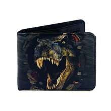 青少年男孩酷炫钱包布艺钱包信用卡现金夹可爱卡哇伊美学钱包带零钱袋身份证窗口适合青少年男孩男性青年男孩青少年（游戏/恐龙）