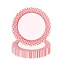 10/20/40 件，格子红白派对用品 9 英寸 7 英寸一次性纸盘，适用于生日派对家庭晚餐野餐烧烤桌装饰母亲节派对新生儿洗礼性别揭晓派对 - 紅色 - 查看 7