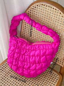 1 Peça Bolsa Plissada com Formato de Nuvem, Bolsa Transversal de Grande Capacidade, Bolsa Matelassada com Grade, Bolsa de Ombro Adequada para Guardar Telefones Celulares, Cosméticos, Cabos de Carregamento, Garrafas de Água, Bolsa Acolchoada para Axila na Cor Rosa Vermelha, Bolsa de Ombro Fashionista, Bolsa de Pastelaria Portátil para Escola, Transporte, Trabalho, Viagem, Férias, Bolsa de Ombro Multiuso para Adolescentes Meninas, Mulheres, Estudantes Universitários, Professores, Enfermeiras, em Estilo Coreano