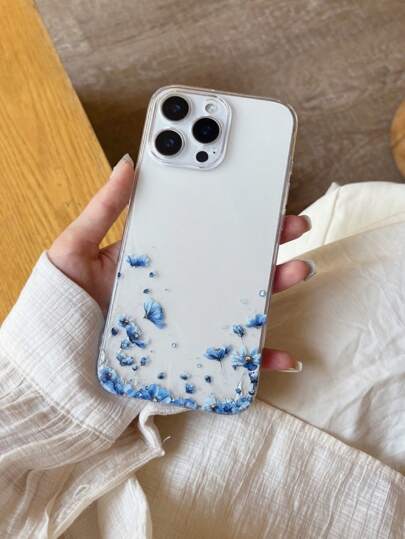 1 pezzo Custodia per telefono trasparente minimalista con stampa floreale UV, compatibile con 16/16pro/16promax/16plus/7/8/7p/8p/X/Xs/Xr/Xsmax/11/11pro/11promax/12/12pro/12promax/12MINI/13/13pro/13promax/13MINI/14/14pro/14plus/14promax/15/15pro/15plus/15promax/17/17pro/17promax/17AIR