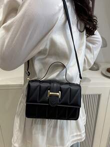 Women's New Stone Texture Fashion Crossbody Bag, Vintage Small Square Handbag, Spring/Summer - Black - View 4