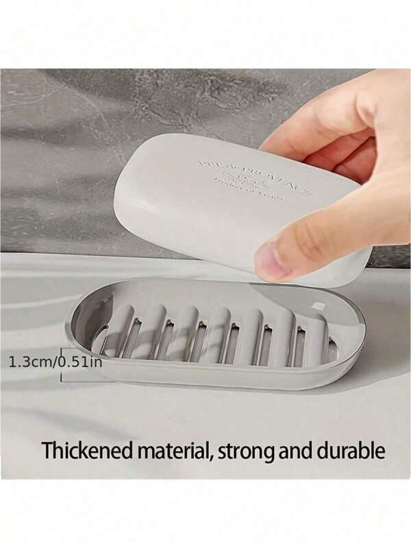 1pc Portable Travel Soap Dish With Drainage Tray, Made Of PP Material, Luxury Bathroom Accessory, Cute Leak-Proof Soap Box With Lid, For Home Hygiene Bathroom Accessories Bathroom Organizer Back To School