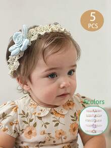 5pcs Baby Girl Headband For 0-4 Years Old Girl,Bow Headband,Flower Headband,Toddler Girl Spring Clothes,Baby Summer Clothes,Candy Color Hairband,Ice Cream Color Headbands,Kid Headbands,Children Accessories Celebration Day Anniversary Party Decorations,Children Gift,Can Be Worn At Home Or Outside,Birthday Decorations, Photography Props - Multicolor - View 2