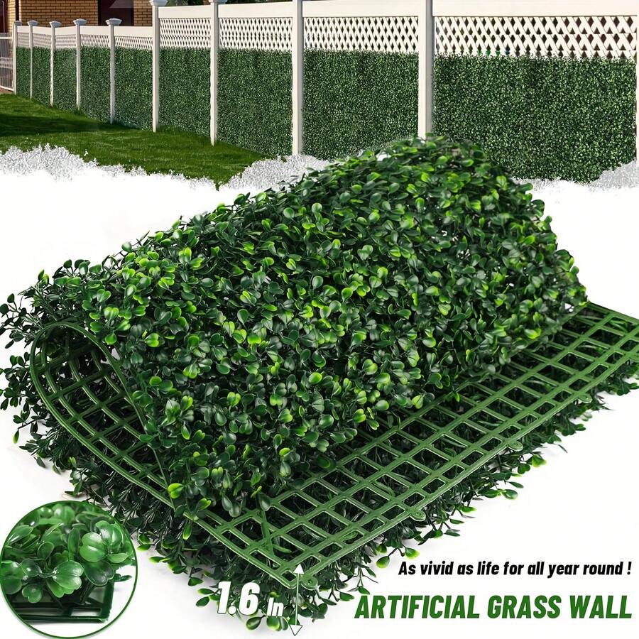6/12pcs Artificial Boxwood Hedge Wall Panels - UV-Resistant PE Greenery ...