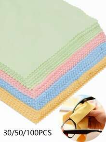 8/30/50/100pcs Glasses Cleaner,Glasses Cleaning Cloth,Eyeglass Cleaning Cloth,Microfiber Cleaning Cloth,Lens Eyeglass Cleaner Wipes,Reusable,Special Cleaning Cloth For Computer And Mobile Phone Screens, Glasses Accessories For Women - Multicolor - View 2
