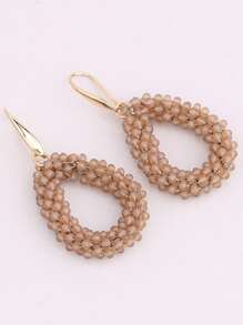 sehuoran 1 Pair Handmade Beaded Crystal & Pearl Bohemian Style Earrings, Colorful Personalized Versatile Dangling Earrings With High-End Elegant Mixed Color, Suitable For Party & Daily Wear