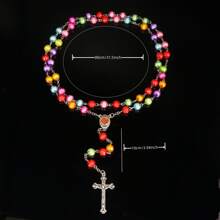 1pc Fashionable Vintage Rosary Necklace With Cross & Beads, Versatile Design Suitable For Party And Everyday Wear