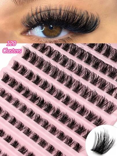 120Pcs Individual Lashes ,D Curl Natural Look- DIY Lashes,Wispy Soft And Fluffy False Eyelashes, For Used Daily Makeup Extensions Lashes DIY At Home
