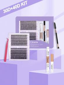 280 chiếc, D Curl, Bộ nối mi tự làm, Mi từng cụm D Curling, Cụm mi có keo dán mi, Tháo mi và dán mi, Dụng cụ cọ gắn mi tự dán tại nhà, Bộ mi, Lông mi, Lông mi giả - màu đen - Xem 4