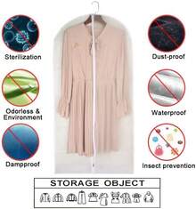 10 Pack 40in Clothing Dust Cover, Transparent Clothing Dust Bag, Dry Cleaner Clothing Hanging Bag, Translucent Dust Cover, Reusable Dust Bag, Washable Non-Woven Clothing Bag, Thickened Zipper Suit Cover Hanger, Dust Cover Waterproof Clothing Cover, Wedding Dress Protective Cover, Suitable For Coats, Shirts, Skirts, Pants And Other Clothing Suitable For Wardrobe, School, Office, Home, Travel, Bag Storage, Clothing Storage, Clothing Dustproof, Christmas, Back To School Supplies - 無色 - 查看 4