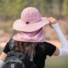 Sun Hats For Men Women Fishing Hat UPF 50  Breathable Wide Brim Summer UV Protection Hat - Pink(with Face Cover & Neck Flap ) - View 4