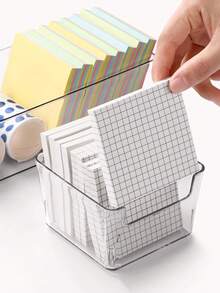 1/3/4pcs Note Pads Storage Box, Stationery Organizer, Desktop Organizer, Makeup Organizer, Back To School Season - Space Saving Desktop Organizer, Office Accessories And Supplies, No Drilling Required - Transparent - View 3