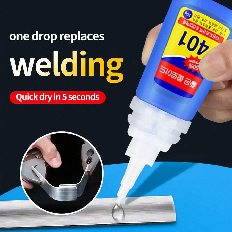1/2pcs Super Glue, Strong 401 Adhesive, All-Purpose Fast Drying Glue For Plastic, Metal, Ceramic, Glass, Acrylic, Wood, Handcraft, High Temperature Resistant, Shoe Repair, Multi-Functional