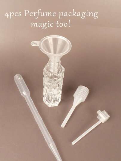 Set di strumenti per ricarica fai-da-te di profumo per uso domestico, 4 pezzi/set, confezione di diffusore, contagocce, imbuto e flacone spray in plastica, kit di erogazione facile per oli essenziali, aromaterapia, produzione di cosmetici - portatile e necessario