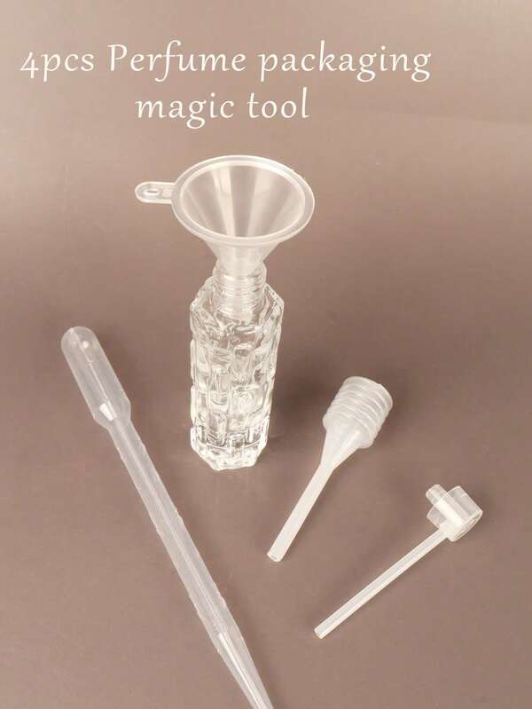 Set de herramientas de recarga de perfume DIY para el hogar, 4 unidades/set de gotero, embudo y botella rociadora de plástico, kit de llenado fácil para aceites esenciales, aromaterapia y elaboración de cosméticos - portátil y necesario