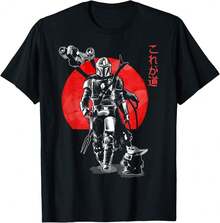 The Mandalorian Sumi Ink Portrait T-Shirt Gift For Dad Luxury Gift For Her Birthday Gift For Teenage Boy,Personalized  Graphic T-Shirt ,Black Casual Short Sleeves, 100% Cotton, Men's T-Shirt,Funny Graphic T Shirts,S-XXXL,New Year T Shirt, Christmas And New Year Gifts - Black - View 1