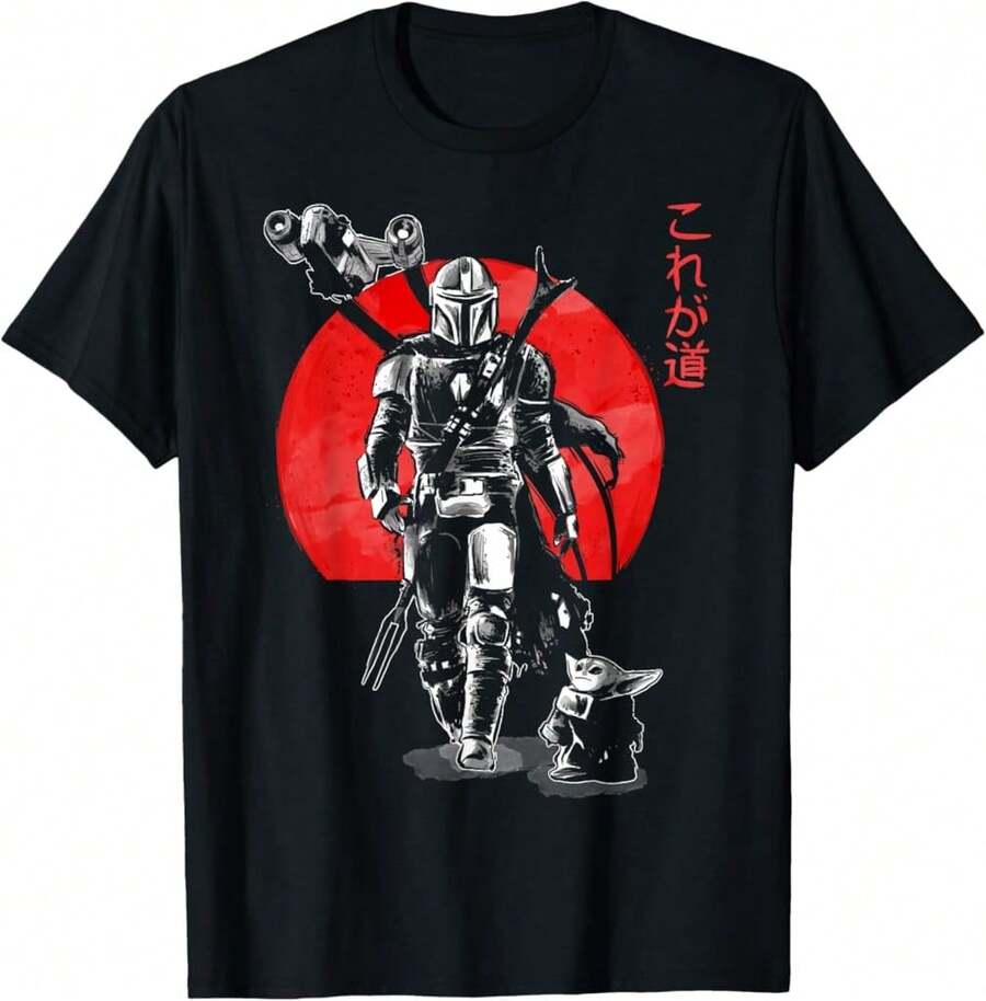 The Mandalorian Sumi Ink Portrait T-Shirt Gift For Dad Luxury Gift For Her Birthday Gift For Teenage Boy,Personalized Graphic T-Shirt ,Black Casual Short Sleeves, 100% Cotton, Men's T-Shirt,Funny Graphic T Shirts,S-XXXL,New Year T Shirt, Christmas And New Year Gifts - Black - View 1