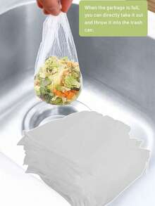 100 piezas Bolsas de filtro desechables para fregadero de cocina de color blanco, filtro de malla desechable para fregadero, atrapador de desechos, bolsa de filtro de fregadero, red de filtro de fregadero, filtro de trampa de drenaje de un solo uso, bolsa de filtro de fregadero de cocina, filtro de malla de fregadero, rejilla de filtro de drenaje de fregadero, red de basura reutilizable y resistente, filtro de malla de esquina de fregadero, filtro de drenaje de fregadero antiobstrucciones con elástico, bolsa de filtro de basura desechable de malla fina