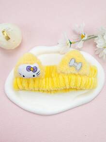 Sanrio 1pc Hello Kitty Kawaii Spa Headband - Soft Fluffy Hair Band For Women, Cute Makeup Headband For Skincare, Washing, Party & Shower (Sanrio Collection) Turban Headband Sweatband