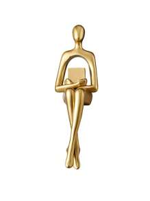 1pc Creative Art Mini Golden Man Decorative Figurine, Modern Minimalist High-End Luxurious Style, Suitable For Home Living Room Entrance Bookshelf Cabinet TV Stand Decor, Office Desk Decoration, Company Hotel Store Window Display, Holiday Gift, Photo Prop
