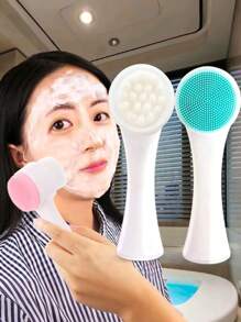 2-In-1 Silicone Cleansing Brush, Facial Cleansing Exfoliating Brush, Soft-Bristle Washable Face Brush, Dual-Sided Facial Cleansing Tool, With Ultra Fine Soft Pore Deep Cleansing Silicone Double Side Face Wash Scrub Brush, For Massaging, Makeup Removal, Skincare