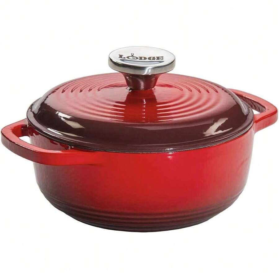 2025 Hottt New Arrivals:Lodge 6 Quart Enameled Cast Iron Dutch Oven  Lid – Dual Handl – Oven Safe  To 500° F Or On Stovetop - Use To Marinate, Cook, Bake, Refrigerate And Serve – IndigoRed 1.5 Quart Dutch OvenRed - Bildfarbe - View 1