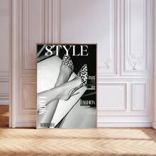 半幅复古杂志墙画，高跟鞋豹纹帆布画，奢华时尚海报，复古美学设计师装饰画，适用于客厅、卧室或宿舍，送她的礼物，不含画框 - 彩色 - 查看 4