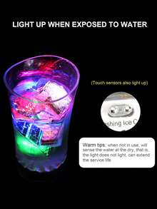 6/12/24 Stücke leuchtende Eiswürfel, mehrfarbig langsam blinkend, wasserdichte leuchtende Eiswürfel für Getränke, geeignet für Hochzeit, Club, Bar, Getränke, KTV, Nachtlicht, Schwimmbad, Hochzeit, Party Deko - farbiges Licht - Übersicht 6