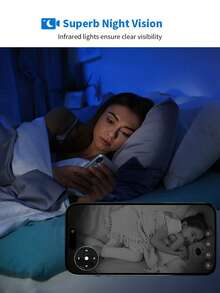 Alaga 2K HD Baby Monitor Security Camera - AI Sound/Cry Detection, Auto Tracking, 360° PTZ, Infrared Night Vision, 2-Way Audio, No WiFi Option, Temperature Monitoring, Lullabies, Mobile App - Beige - View 5