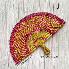 1 件手工编织海藻扇，非洲风格手持扇，壁挂装饰扇，便携式夏季扇，适合日常使用和摄影 - 彩色 - 查看 20