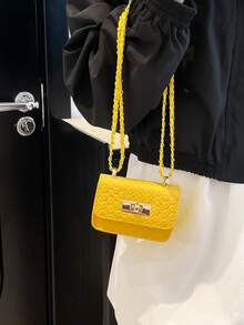 Mini Square Bag, Woven Texture, Quilted, New Women Handbag, Rhombus ...