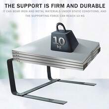 Soporte para portátil de metal, soporte de escritorio de aleación de aluminio de doble capa con disipación de calor vertical, soporte para portátil de metal reforzado - Negro - Ver 4