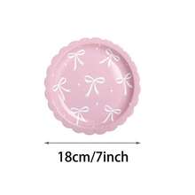 10/20/50/100pcs,Black Bow Plates And Napkins Cups Tableware Sets For Coquette Birthday Decorations, Black Birthday Party Supplies Bow Birthday Decorations - Pink - View 20