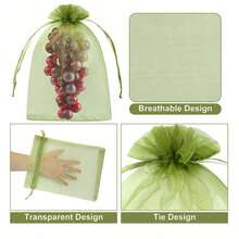 50个装花园水果保护网袋防虫防鸟水果网袋保护植物免受害虫鸟类松鼠侵害多功能抽绳收纳袋 - 彩色 - 查看 8