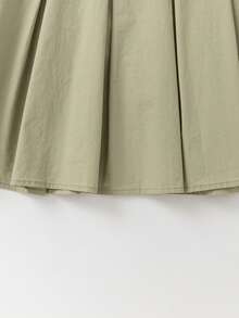 Balabala 2pcs/Set Young Girl Solid Color Bow Decor Camisole And Mini Skirt, Cute & Fashionable For Summer - Khaki - View 7