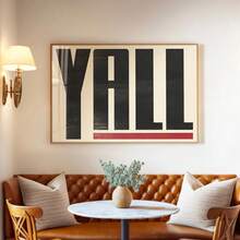 1pc，墙壁艺术，现代海报，Y'all意思是所有排版海报，西墙艺术，西南装饰，大胆的排版，极简主义艺术，现代墙壁艺术，折衷的波西米亚艺术，无框 - 彩色 - 查看 2