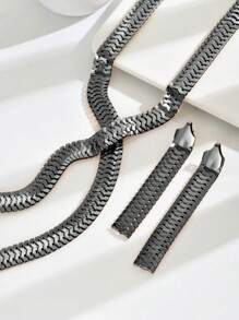 3 pièces Ensemble de collier et boucles d'oreilles en forme de Y, élégant et exagéré, polyvalent, style européen et américain pour soirée