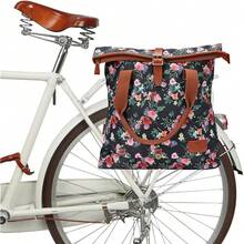 2025 Hottt New Arrivals:TOURBON Ladi Bicycle Pannier Shopper Waterproof Canvas Bike Bags For Rear Carrier Handbag For Cycling TravelBlackBlack - Bildfarbe - View 1